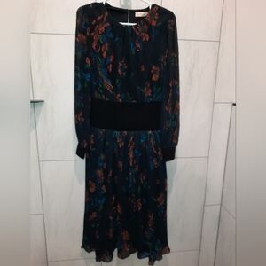 NWT Stunning Tory Burch Black Floral Midi Dress Size 8